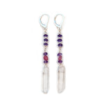 Charger l'image dans le visualiseur de galerie, Boucles d'oreilles quartz, améthyste et toumaline, argent sterling 925