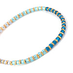 Charger l'image dans le visualiseur de galerie, Bracelet en perle de verre Miyuki de couleur bleu ombré. Du bleu Capri au Bleu ciel et perle or. Fermoir ajustable.