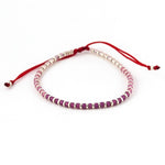 Charger l'image dans le visualiseur de galerie, Bracelet espoir rouge ombré et argent en perle de verre Myuki, fil rouge. Fermoir coulissant ajustable. Fabriqué à Saumur, France