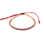 Charger l'image dans le visualiseur de galerie, Bracelet femme rouge ombré et or en perle de verre Miyuki 3mm. Fil rouge. Fabriqué à la main en France