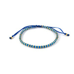 Charger l'image dans le visualiseur de galerie, Bracelet femme bleu Capri et or en perle de verre Miyuki, fil bleu marine. Fermoir coulissant ajustable