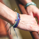 Charger l'image dans le visualiseur de galerie, "JE SUIS PROTÉGÉ(E)" Bracelet homme bleu mat et argent argent