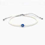 Charger l'image dans le visualiseur de galerie, "JE SUIS PROTÉGÉ(E)" Bracelet homme blanc mat et argent mat