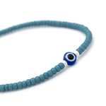 Charger l'image dans le visualiseur de galerie, "JE SUIS PROTÉGÉ(E)" Bracelet homme bleu mat et argent argent