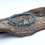 Charger l'image dans le visualiseur de galerie, "JE SUIS PROTÉGÉ(E)" Bracelet homme bleu mat et argent argent