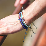 Charger l'image dans le visualiseur de galerie, "JE SUIS PROTÉGÉ(E)" Bracelet homme bleu mat et argent argent