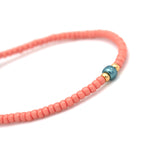 Charger l'image dans le visualiseur de galerie, "JE SUIS UNIQUE" Bracelet perle Miyuki rose saumon, noir iridescent et or