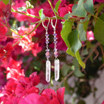 Charger l'image dans le visualiseur de galerie, Boucles d'oreilles quartz, améthyste et toumaline, argent sterling 925