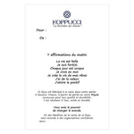 Charger l'image dans le visualiseur de galerie, Carte Joie verso avec sept affirmations du matin. La vie est belle, je suis forte, chaque jour est unique, je crois en moi, je crée la vie de mes rêves, j'ai de la valeur, j'attire le positif.