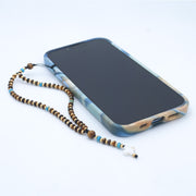 Chapelet de téléphone œil de tigre, jaspe bleu et or