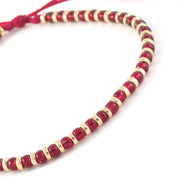 Bracelet femme rouge et or en perle de verre Miyuki gros plan