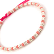Bracelet femme rose saumon, perle et argent en perle de verre Miyuki. Fabriqué à la main en France 