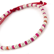 Bracelet femme en perle de verre Miyuki rouge flamme, perle et argent. Fabriqué à la main en France