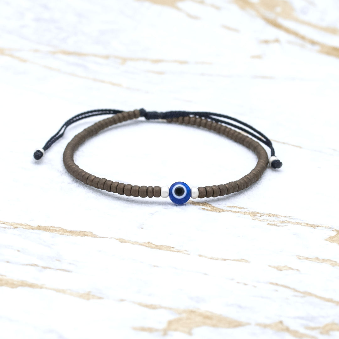 "JE SUIS PROTÉGÉ(E)" Bracelet homme bronze mat et argent mat