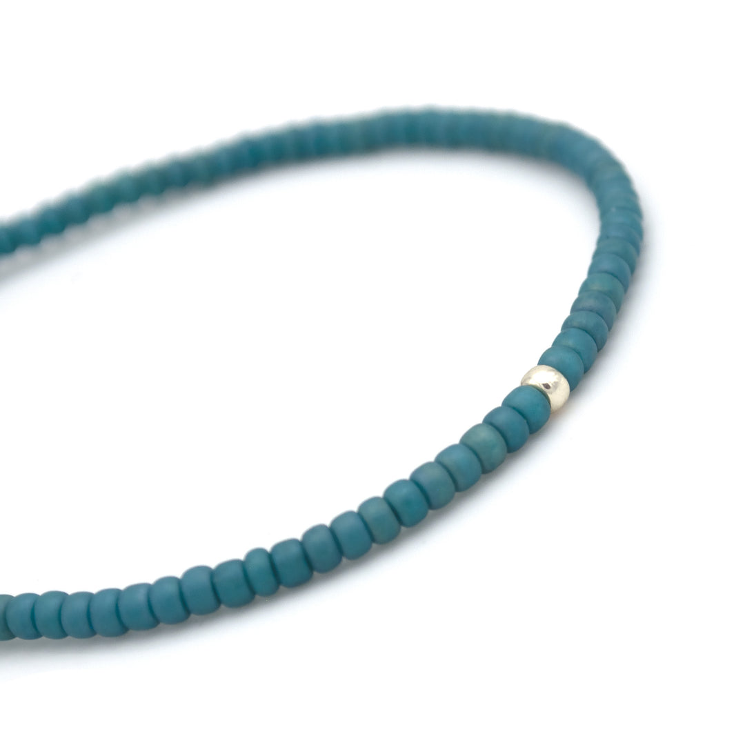 "JE SUIS UNIQUE" Bracelet homme perle Miyuki bleu mat et argent