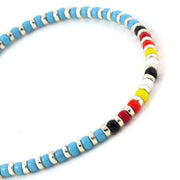 Bracelet Joie centre multicolore et turquoise en perle de verre Miyuki. Fabriqué en France à la main