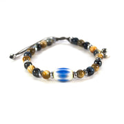 Bracelet œil de tigre, hématite et perle Vénitienne