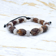 Bracelet homme agate Tibétaine et agate blanche