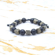 Bracelet homme pyrite et onyx