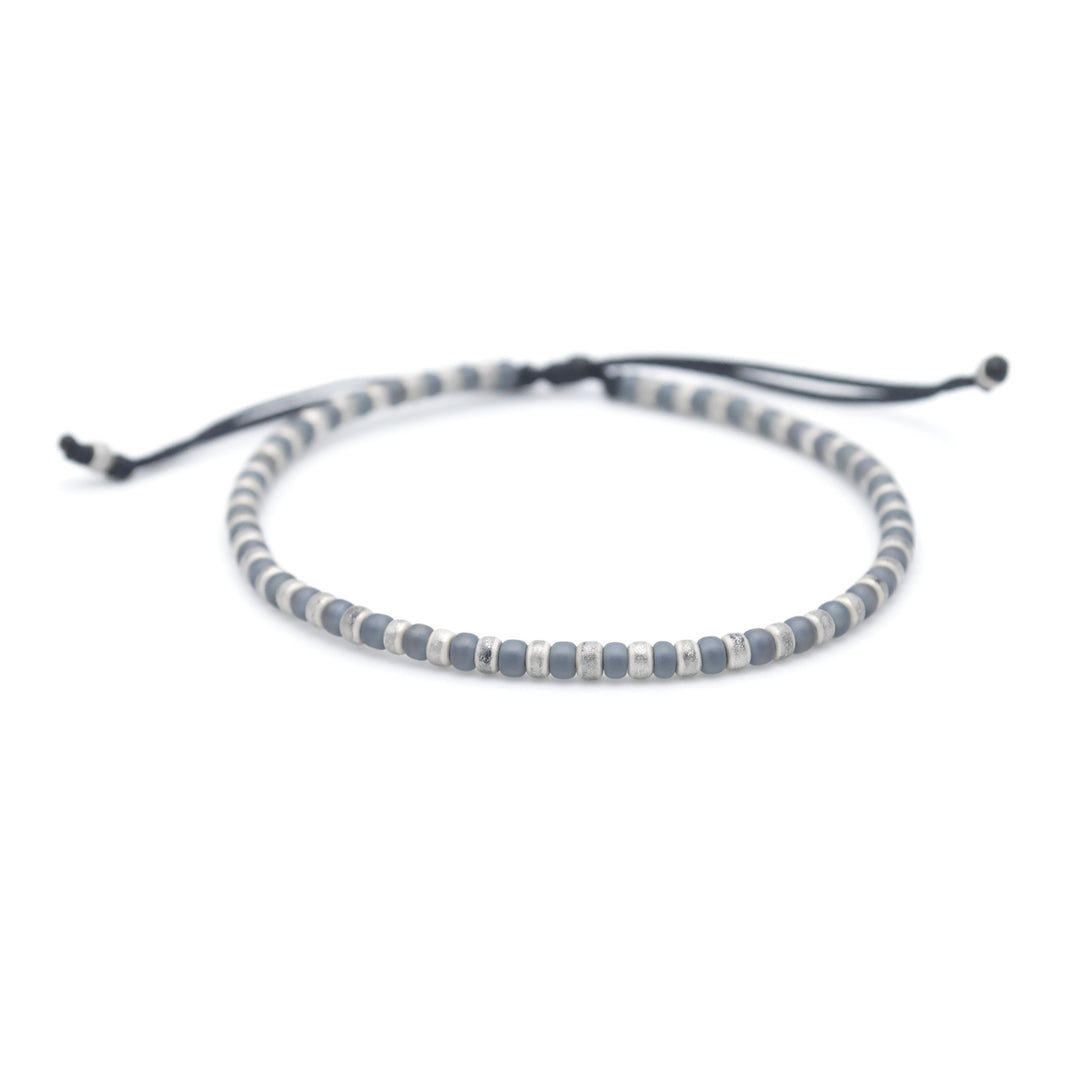 "FAIS UN VŒU" Bracelet homme gris mat et argent mat