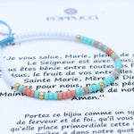Charger l&#39;image dans le visualiseur de galerie, &quot;JE VOUS SALUE MARIE&quot; Bracelet code Morse bleu Catalina, saumon et or
