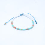 Charger l&#39;image dans le visualiseur de galerie, &quot;JE VOUS SALUE MARIE&quot; Bracelet code Morse bleu Catalina, saumon et or
